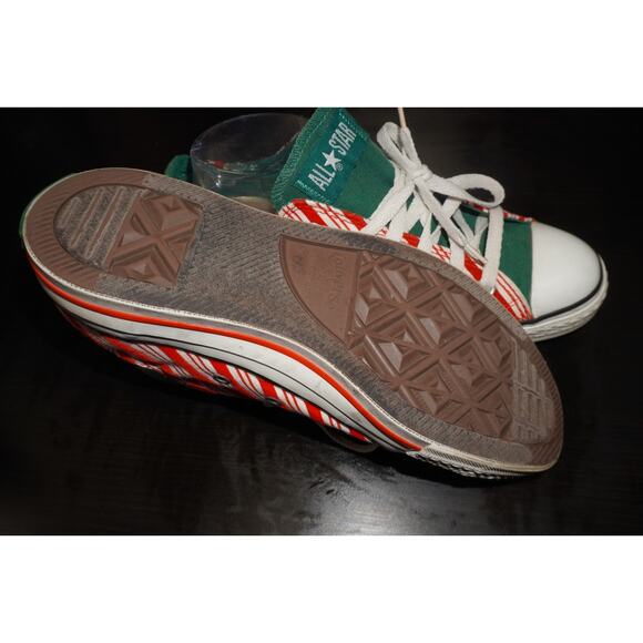 Converse All Star Candy Cane Stripe Low Top Shoes Red Green Unisex Men 7 Women 9 - Picture 8 of 13